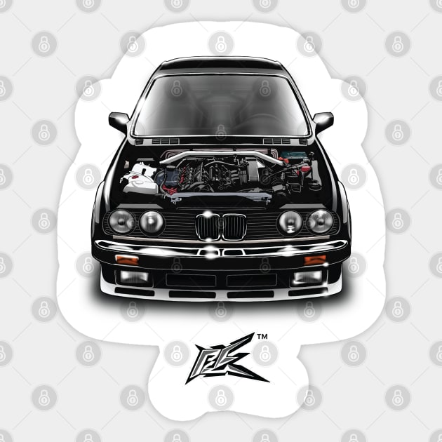 bmw 316is engine bay black Sticker by naquash